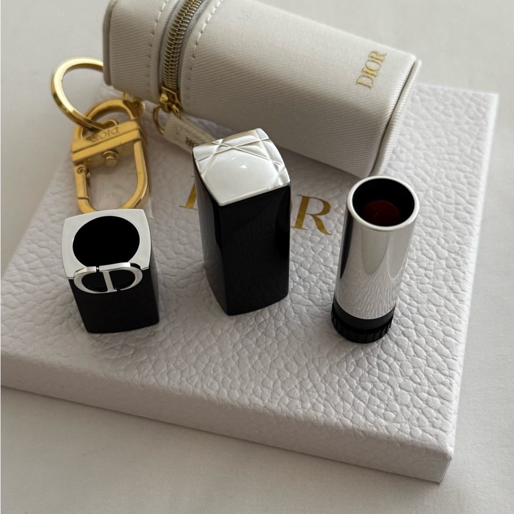 Dior Red Lipstick with White and Gold Keychain - Picture 3 of 5